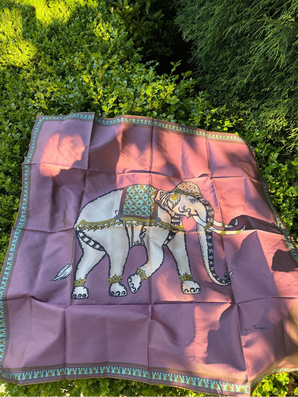 Elephant Thai Hand rolled Silk Scarf Jim Thompson